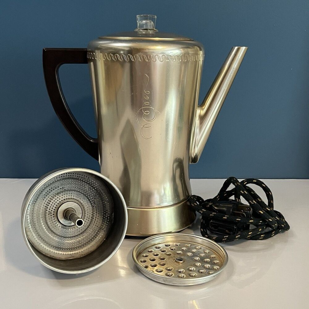 VTG West Bend Flavo-Matic 3280E 8 Cup Electric Percolator Champagne Gold Tested